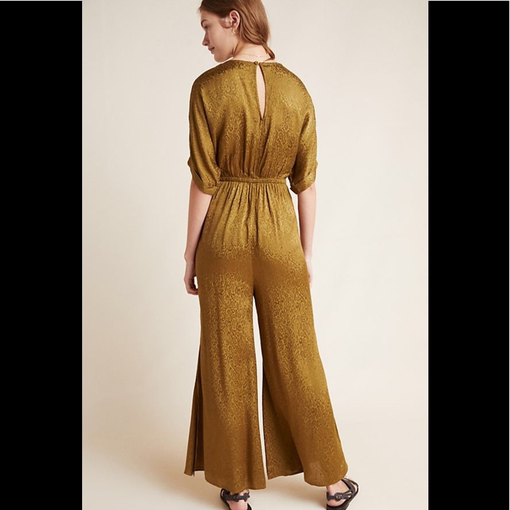Anthropologie Animal Jacquard Jumpsuit in MOSS NWT M - Picture 3 of 8
